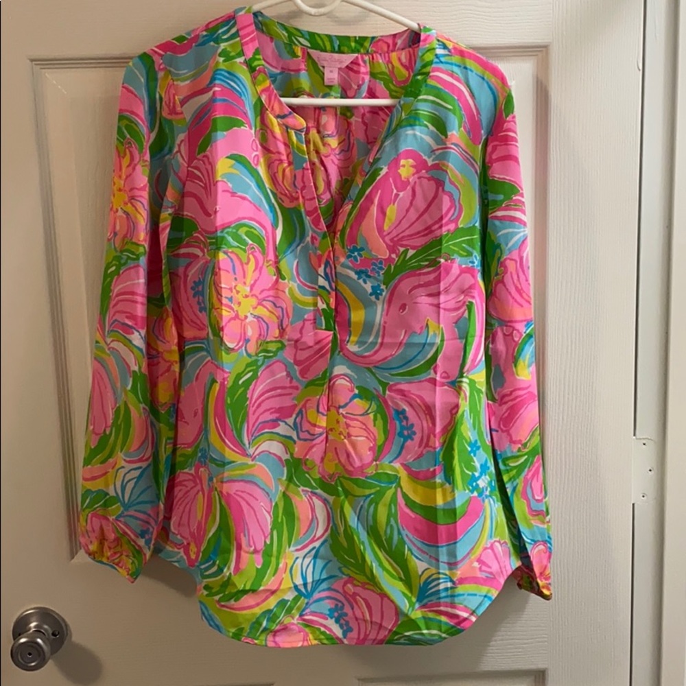 Lilly Pulitzer long sleeve silk top